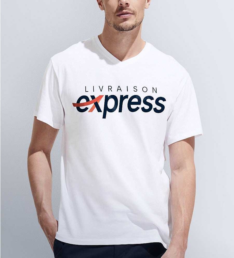 Vetements Mister Tee | T-Shirt Col V Livraison Express White