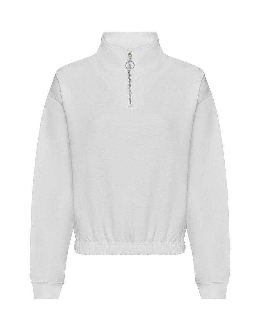 Vetements AWDis | Sweat Court Col Zippe Femme Blanc