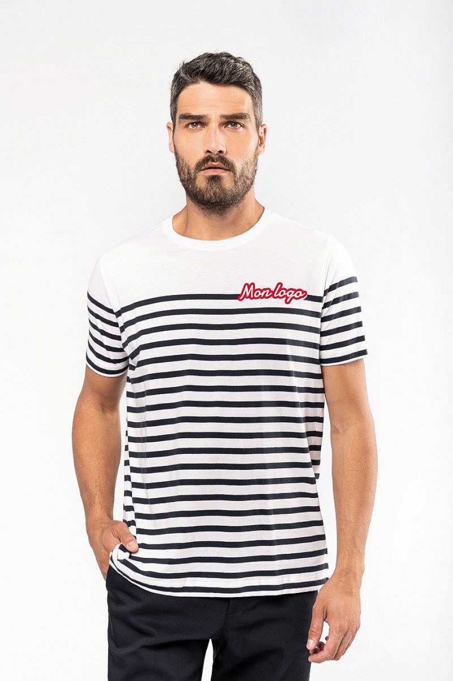 Vetements Kariban | Tee-Shirt Marin Personnalise White / Navy