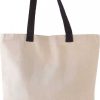 Accessories Kimood | Sac Shopping En Toile Avec Poignee Contrastee Natural / Black