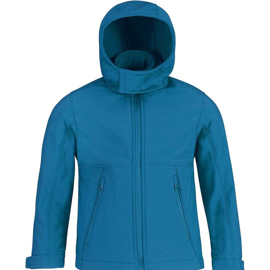 Vetements B&C | Veste Enfant Softshell Capuche Azure