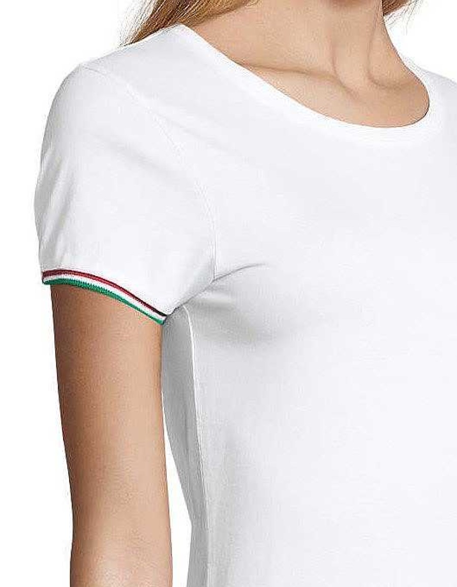 Vetements Sol's | T Shirt Femme Personnalise - Lisere Colore - Rainbow Women Blanc/Royal