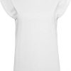 Vetements Build Your Brand | Tee Shirt Pour Femme Personnalise - Manches Ourlets White