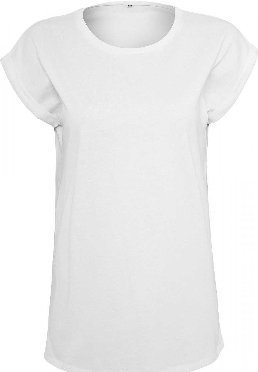 Vetements Build Your Brand | Tee Shirt Pour Femme Personnalise - Manches Ourlets White