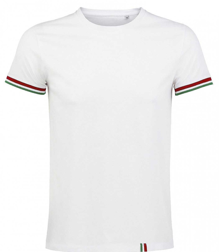 Vetements Sol's | T-Shirt Homme Personnalise - Lisere Colore Blanc/Royal