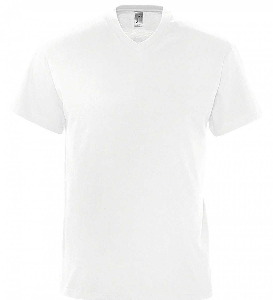 Vetements Sol's | T Shirt Col V Homme Personnalise Pas Cher Blanc