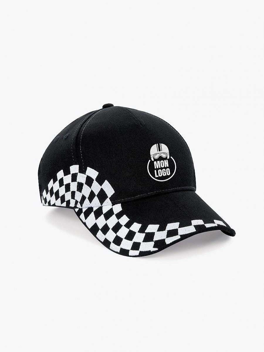 Accessories Beechfield | Casquette Grand Prix - 5 Panneaux A Personnaliser Black / White