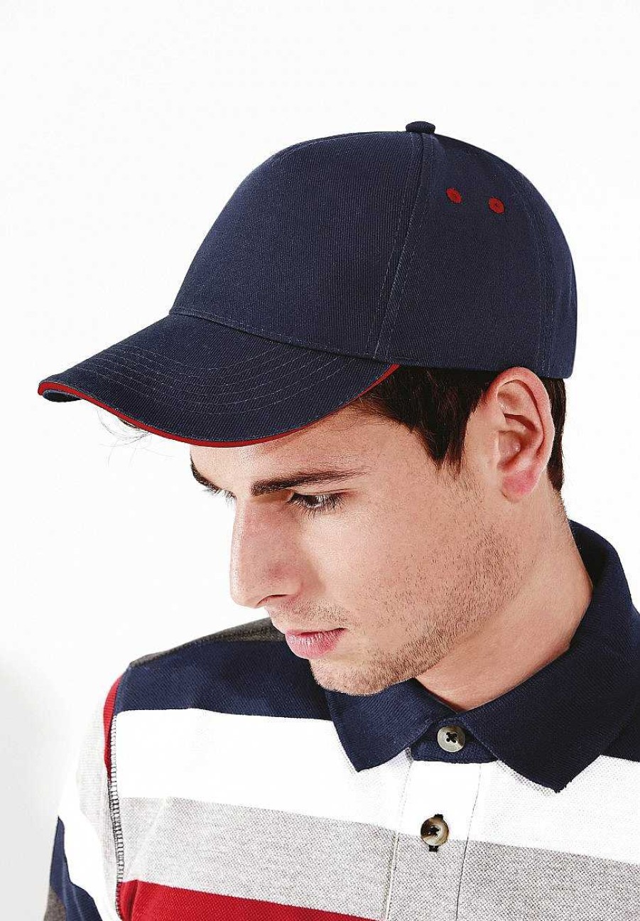 Accessories Beechfield | Casquette Ultimate A 5 Panneaux Sandwich Contraste Black / Bright Royal