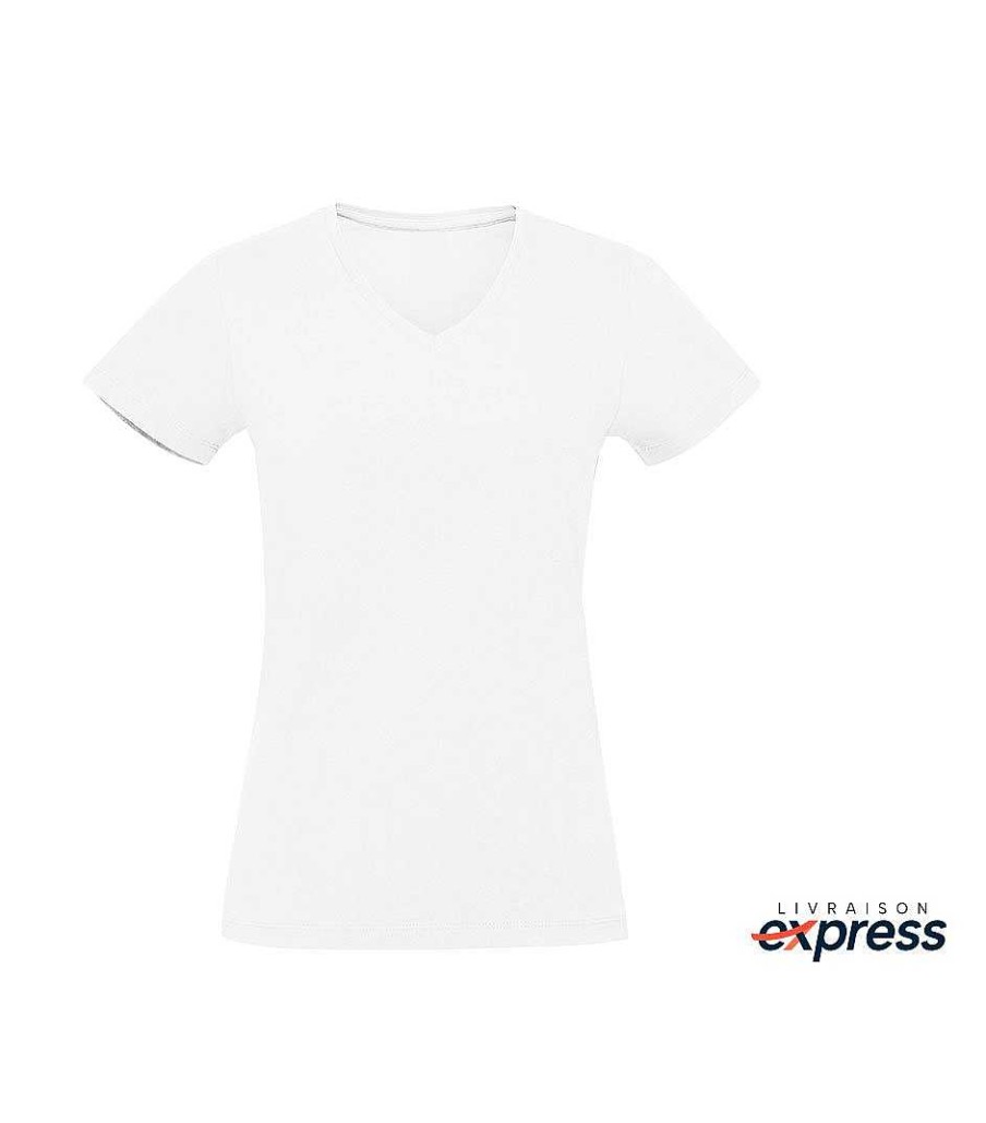 Vetements Mister Tee | T-Shirt Femme Col V Livraison Express White