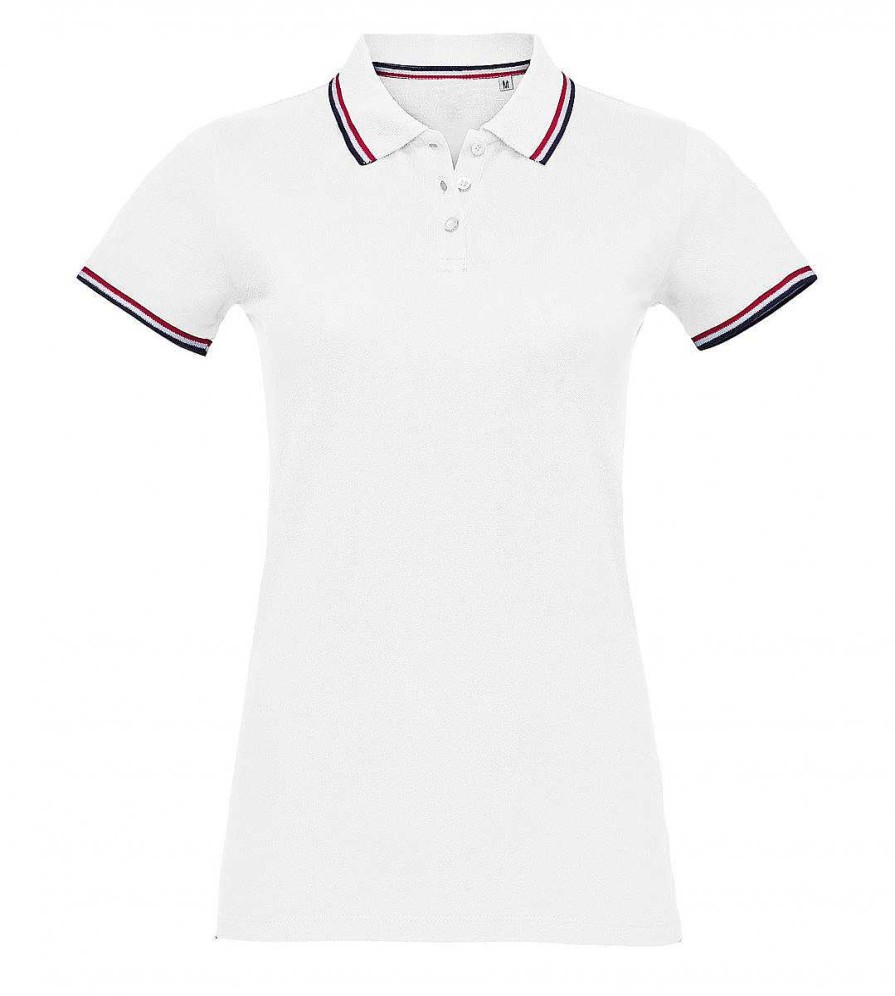 Vetements Sol's | Polo Femme Tricolore A Personnaliser Blanc