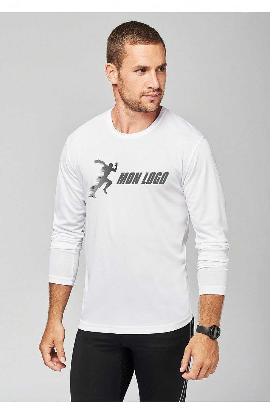 Vetements ProAct | T-Shirt De Sport Personnalise - Manches Longues White