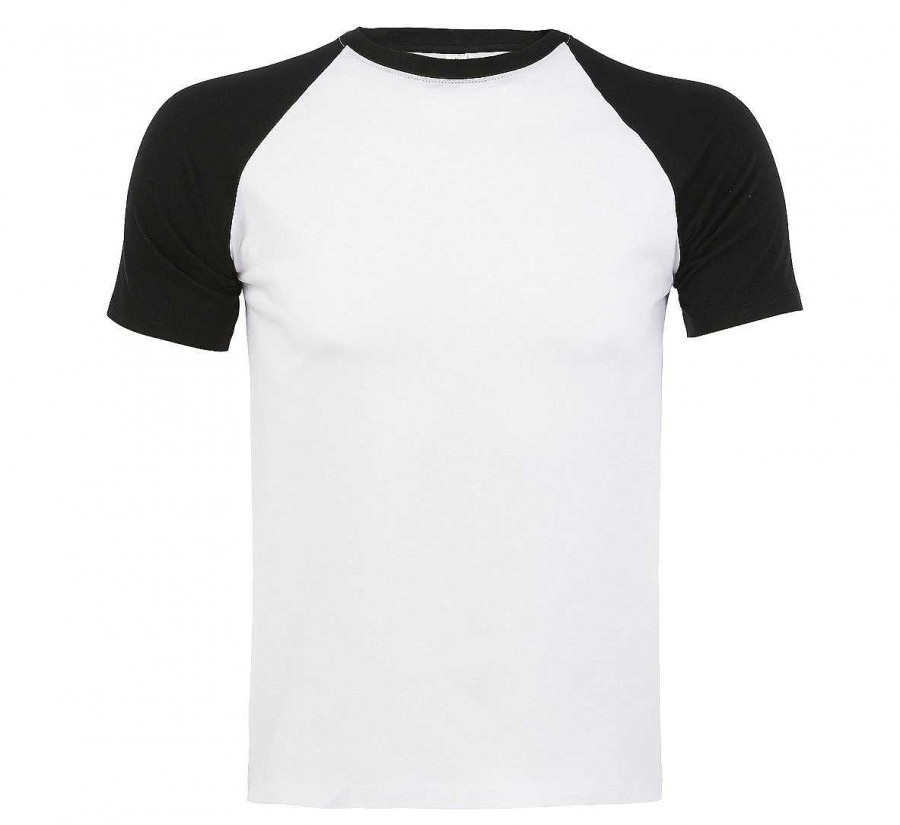 Vetements Sol's | T-Shirt Baseball Homme Personnalise Blanc/Noir