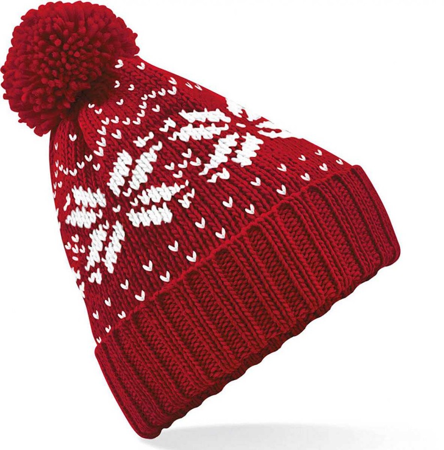 Accessories Beechfield | Bonnet Snowstar Jacquard Black / Classic Red / White