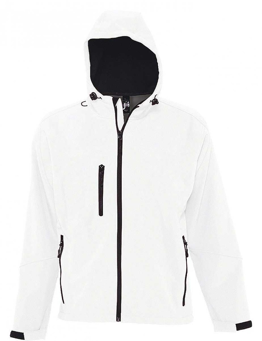 Vetements Sol's | Softshell A Capuche Personnalisable - 3 Couches - Replay Blanc